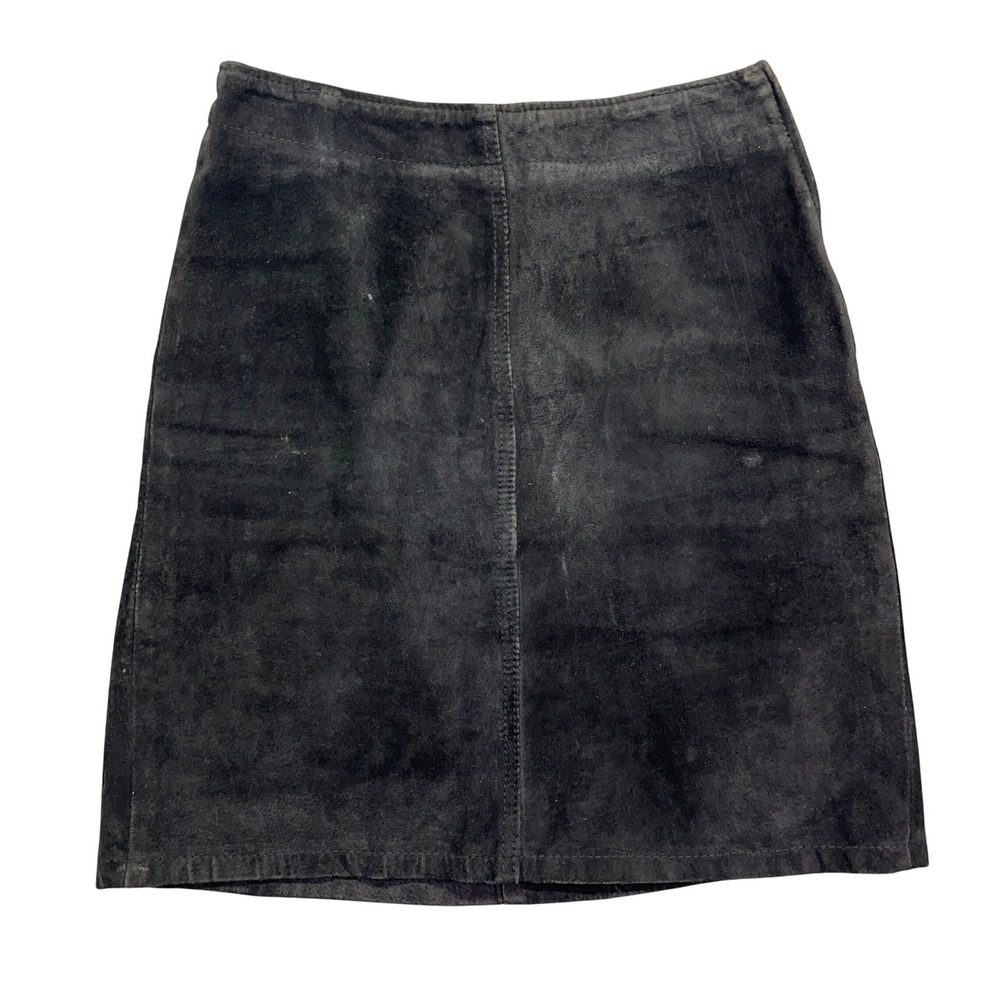 Limited Express Suede‎ Skirt A-Line Pencil Career Black Leather Size 5 Fits 24"